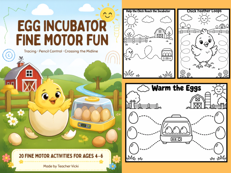 Egg Incubator Fine Motor Activities | 20 Preschool Worksheets | Ages 4–6
