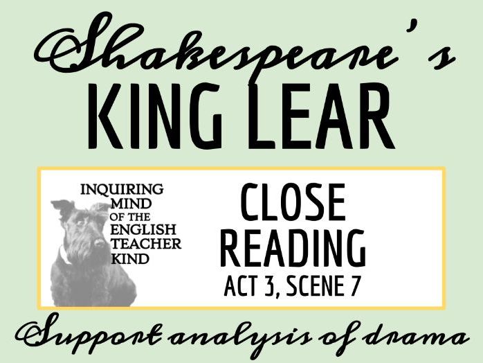 King Lear Act 3 Quiz & Close Reading Bundle | Teaching Resources