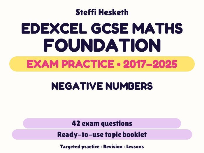 Edexcel GCSE Maths Foundation: Negative numbers Exam Questions | 2017-2025