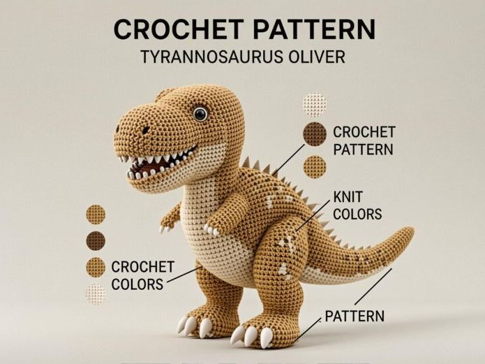 Tyrannosaurus Oliver – Professional Crochet PDF Pattern