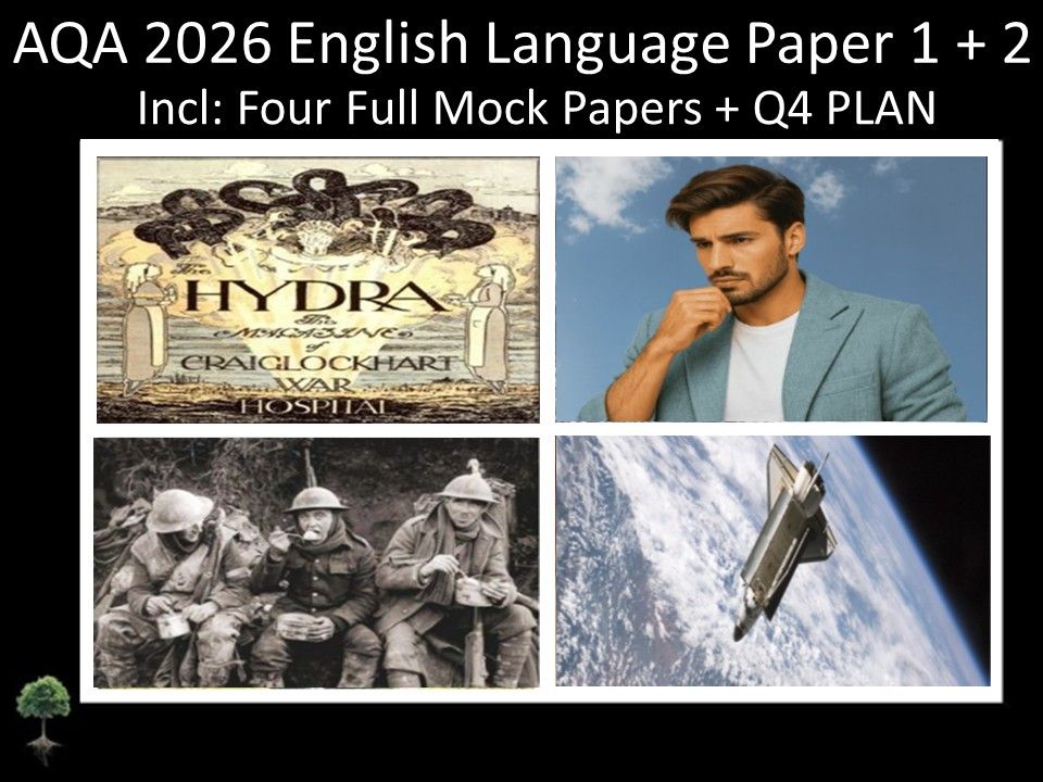 Four AQA 2026 English Language Paper 1 + 2 Full Mocks | Q4 PLAN