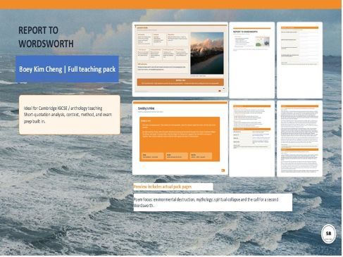 "Report to Wordsworth" poem by Boey Kim Cheng - complete teaching pack from Smithy's Basics