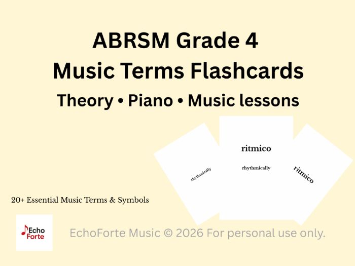 Music Theory Grade 4 Music Terms Flashcards