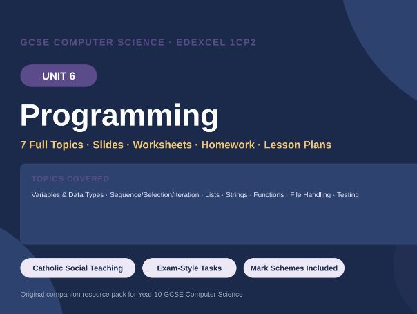 GCSE Computer Science Edexcel Unit 6