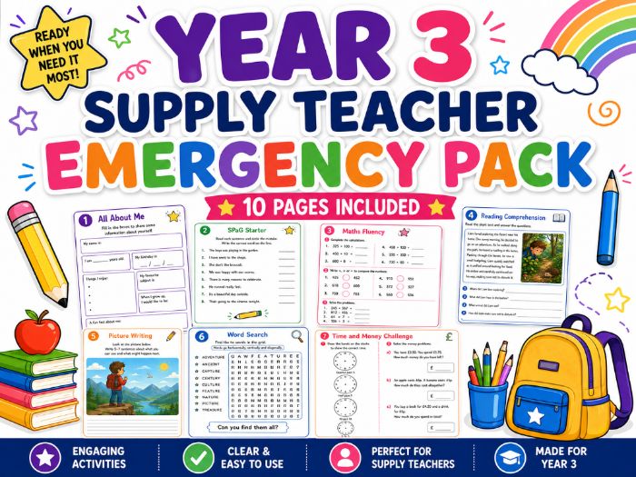 Year 3 Supply Teacher Emergency Pack