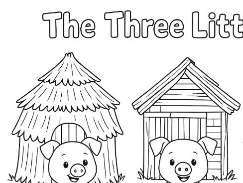 The Three Little Pigs colouring sheet