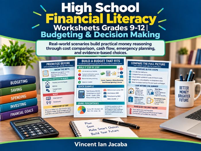 High School Financial Literacy Worksheets Grades 9–12 | Budgeting & Money Skills