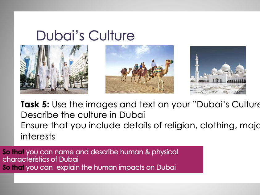 KS3 Dubai Fantastic Places Tourism