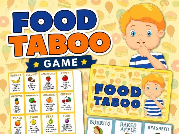 Food Taboo Game | ESL Speaking Activity | Vocabulary Cards | Printable