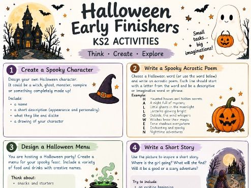 KS2 Halloween Early Finishers Activity Sheet | No-Prep Classroom Resource