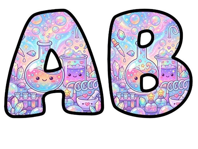 Pastel Science Potions Bubble Letters | Science Topic Bulletin Board Letters