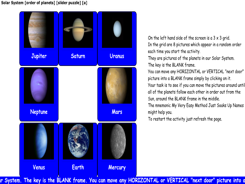 Solar System [order of planets] [slider puzzle] [a]