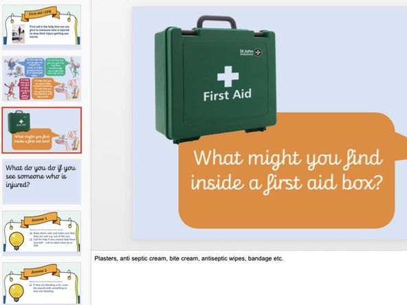 KS1 Y2 First Aid lesson PSHE Primary Lesson Powerpoint