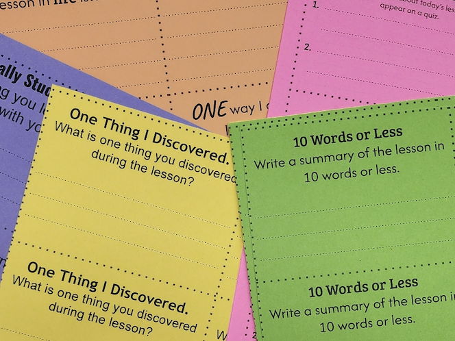 Plenary Ideas/ Exit tickets: Quick assessment in lessons