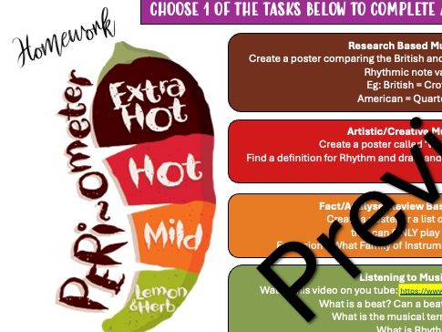 Year 7 Rhythm Homework/Home learning