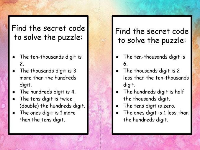 Place Value Challenge Cards