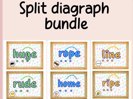 Split diagraph phonics hunt bundle- continuous provision