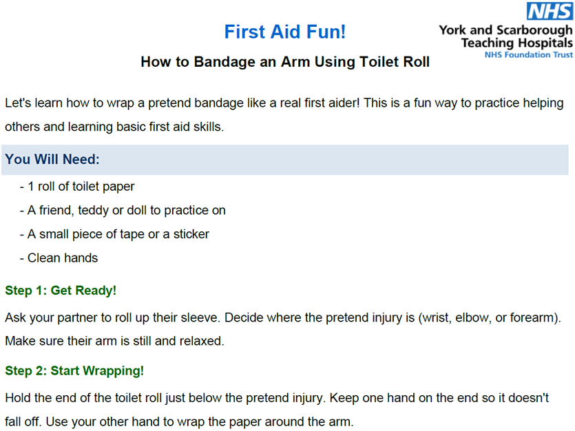 First Aid Fun - How to bandage an arm