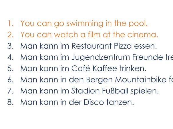 German - What can you do in town?