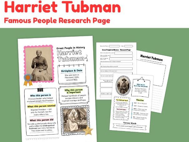 Harriet Tubman Biography Research Project | Black History Worksheets