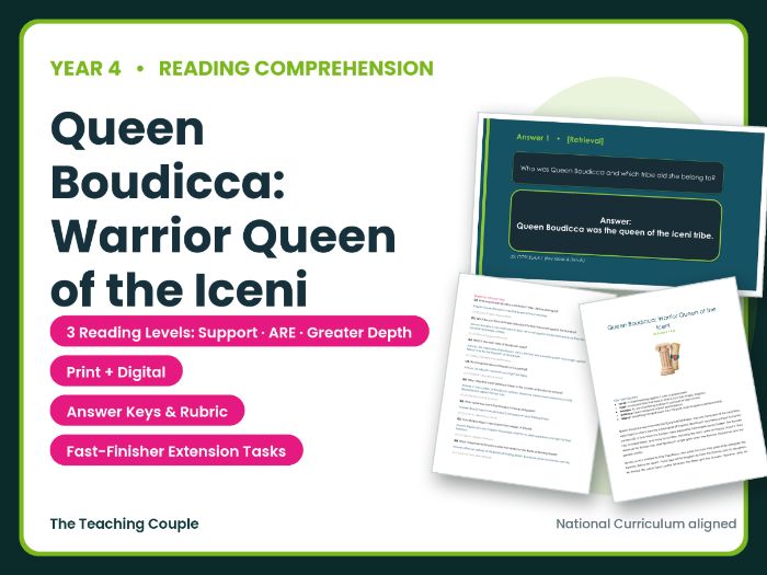 Queen Boudicca: Warrior Queen of the Iceni Reading Comprehension | Year 4 (KS2)