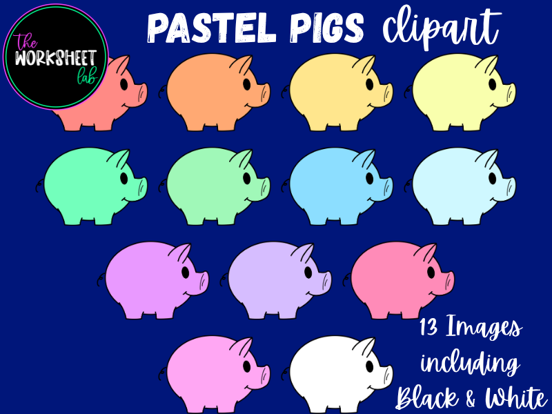 Pastel Pigs Clipart