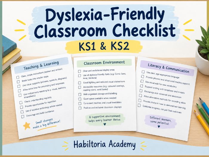 Dyslexia-Friendly Classroom Checklist | KS1 & KS2