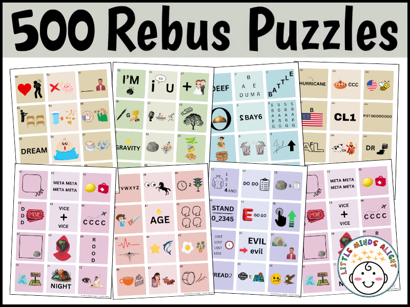 500 Rebus Puzzles | Brain Teasers with Answer Keys
