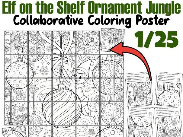 Elf on the Shelf Ornament Jungle Collaborative Poster | Christmas Classroom Activity