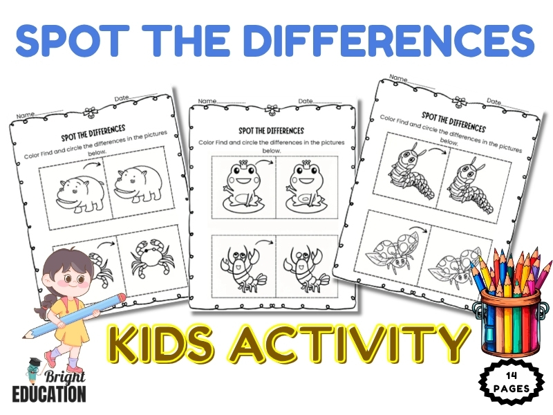Spot the Differences Worksheets | Find the Differences Kids Activity