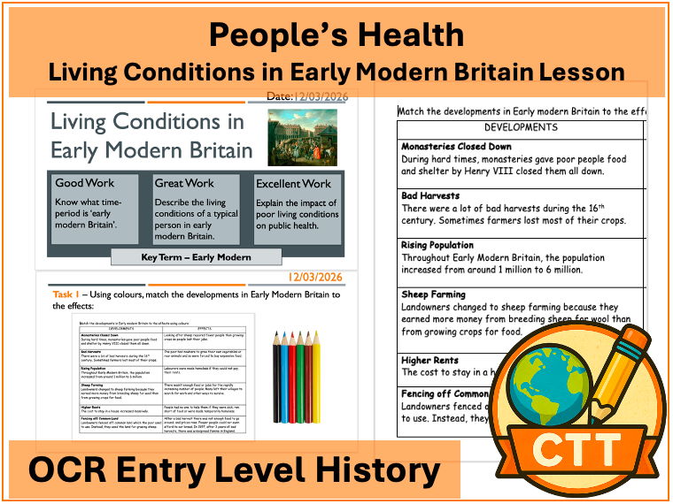OCR Entry Level History - People's Health - Living Conditions in Early Modern Britain Lesson