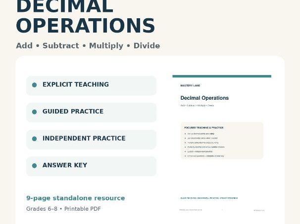 Decimal Operations Worksheets & Answers
