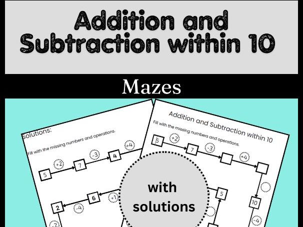 Addition and Subtraction within 10 Mazes