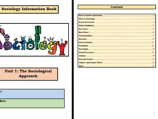 AQA GCSE Sociology - Unit 1 Booklet