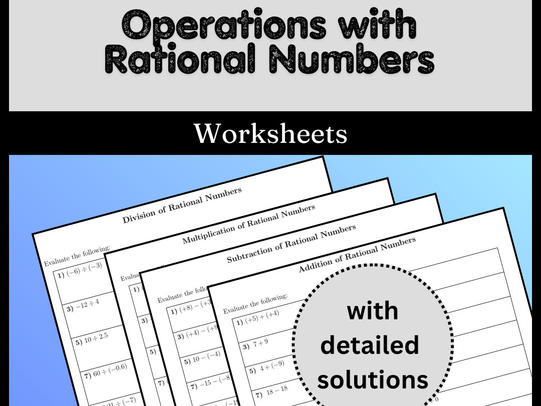Operations with Rational Numbers Worksheets