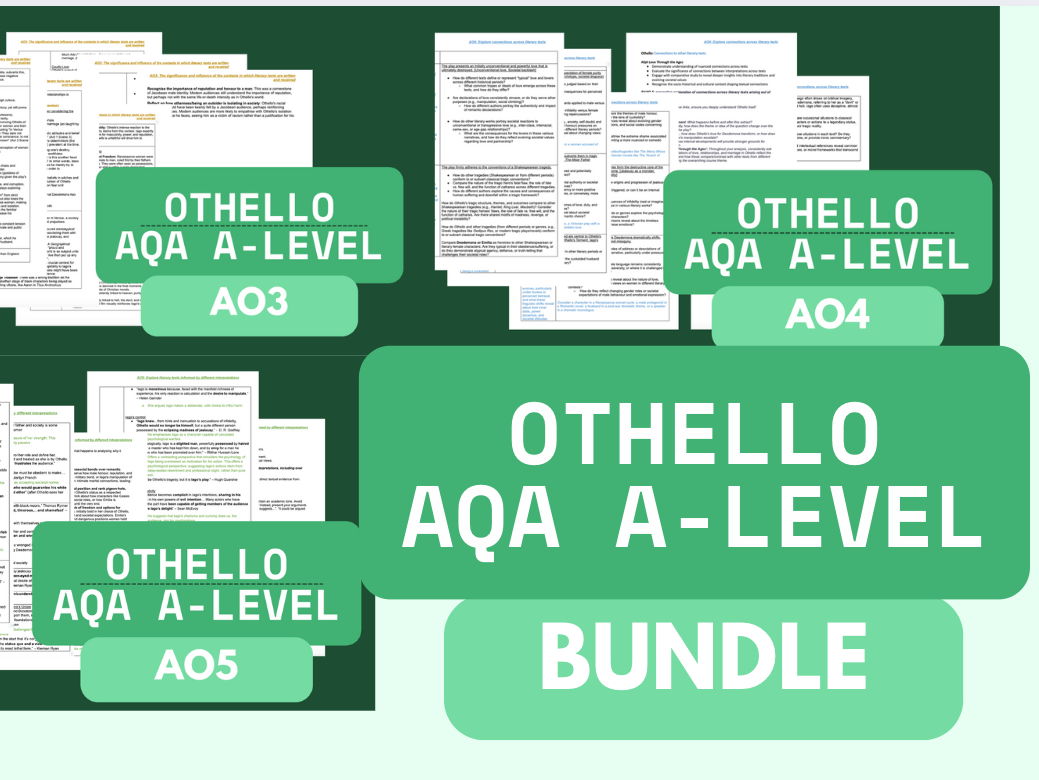 AQA Othello Ultimate A-Level Bundle: AO3, AO4, AO5 Love Through the Ages