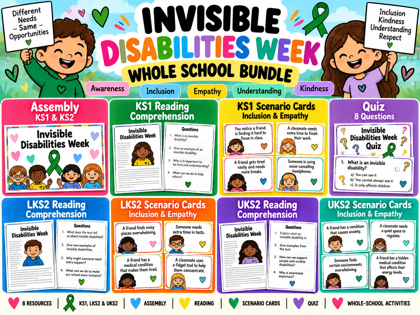 Invisible Disabilities Week Whole School Bundle | Assembly, Comprehensions, Quiz & Scenario Cards | Updated for 2026-27