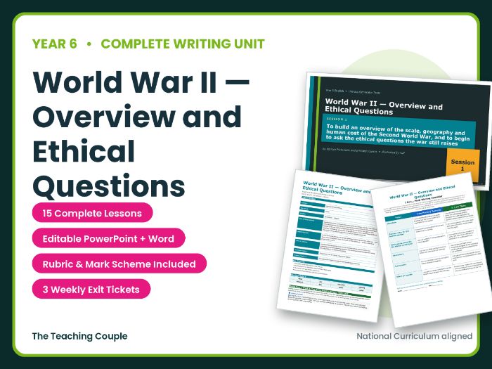 World War II — Overview and Ethical Questions | Year 6 English Unit | 15 Complete Lessons