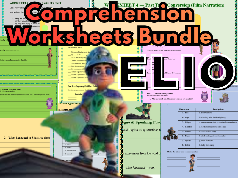 Movie 'Elio' Complete Classroom Pack — 12 Worksheets + Teacher Keys