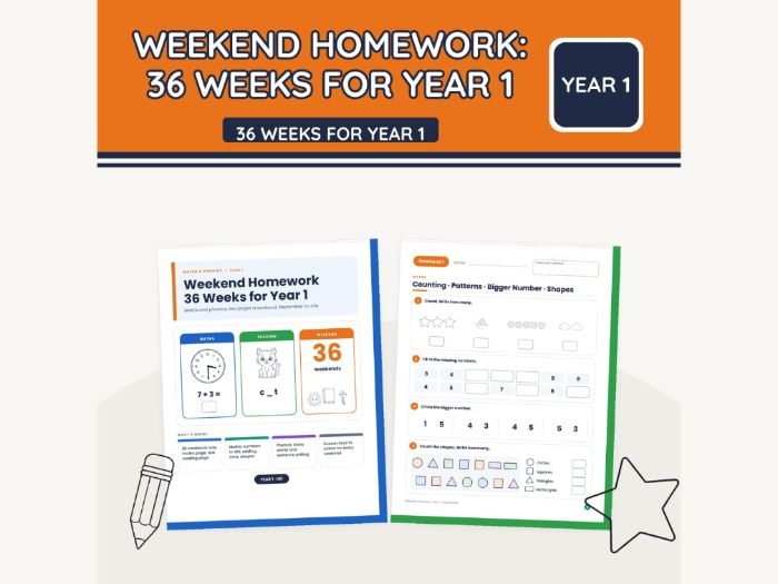 Weekend Homework Year 1: Maths and Phonics
