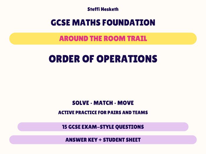 GCSE Foundation Maths Order of Operations | Around the Room Trail