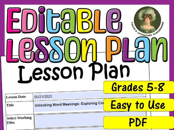 Context Clues : Editable Lesson Plan for Middle School
