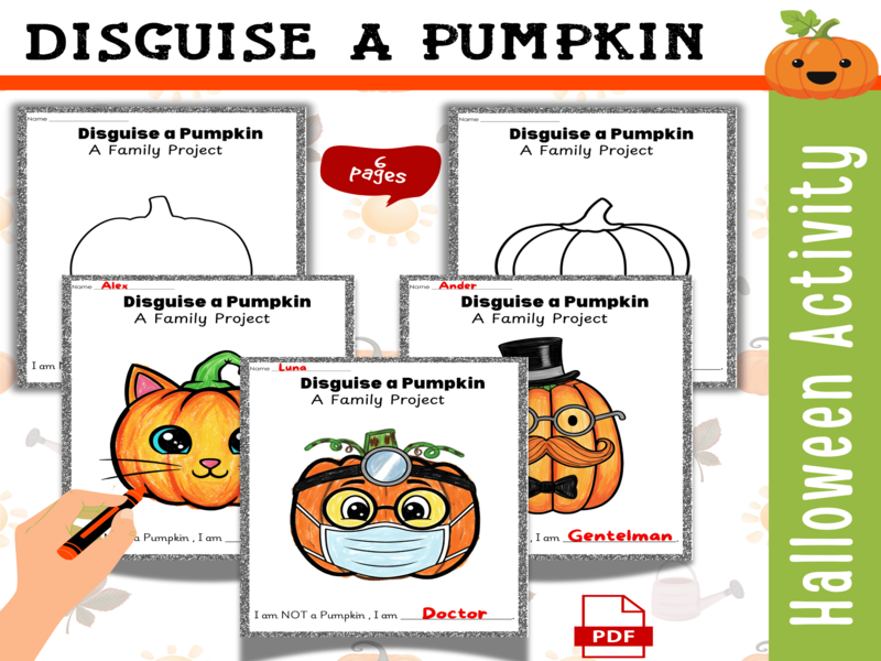 Disguise a Pumpkin Halloween Activity | Family Project & Coloring Craft Fall
