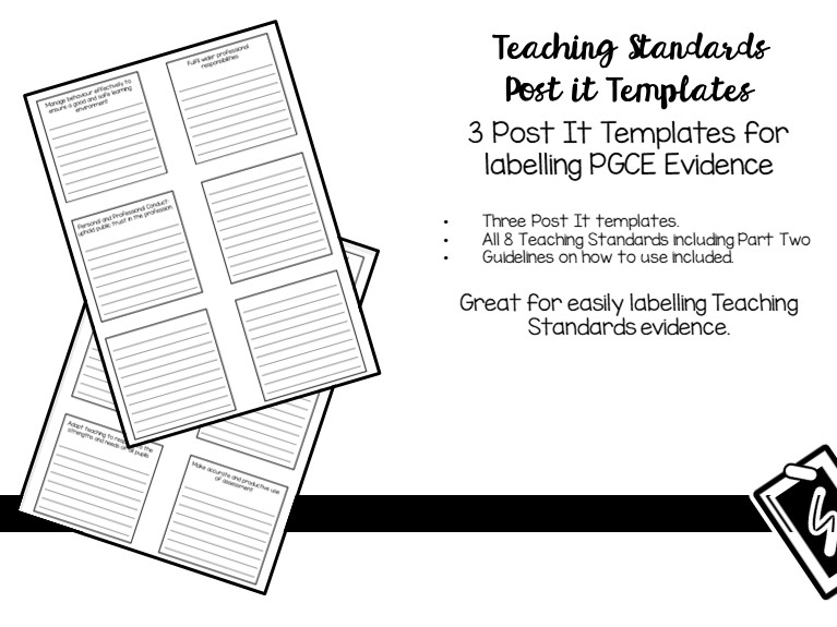 Teaching Standards Post It Templates