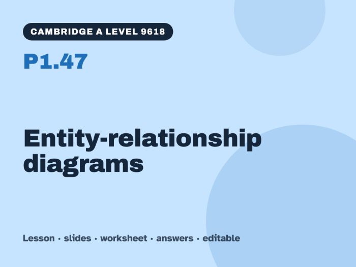 Cambridge A Level Computer Science 9618 – P1.47 Entity-relationship diagrams – Lesson & Worksheet