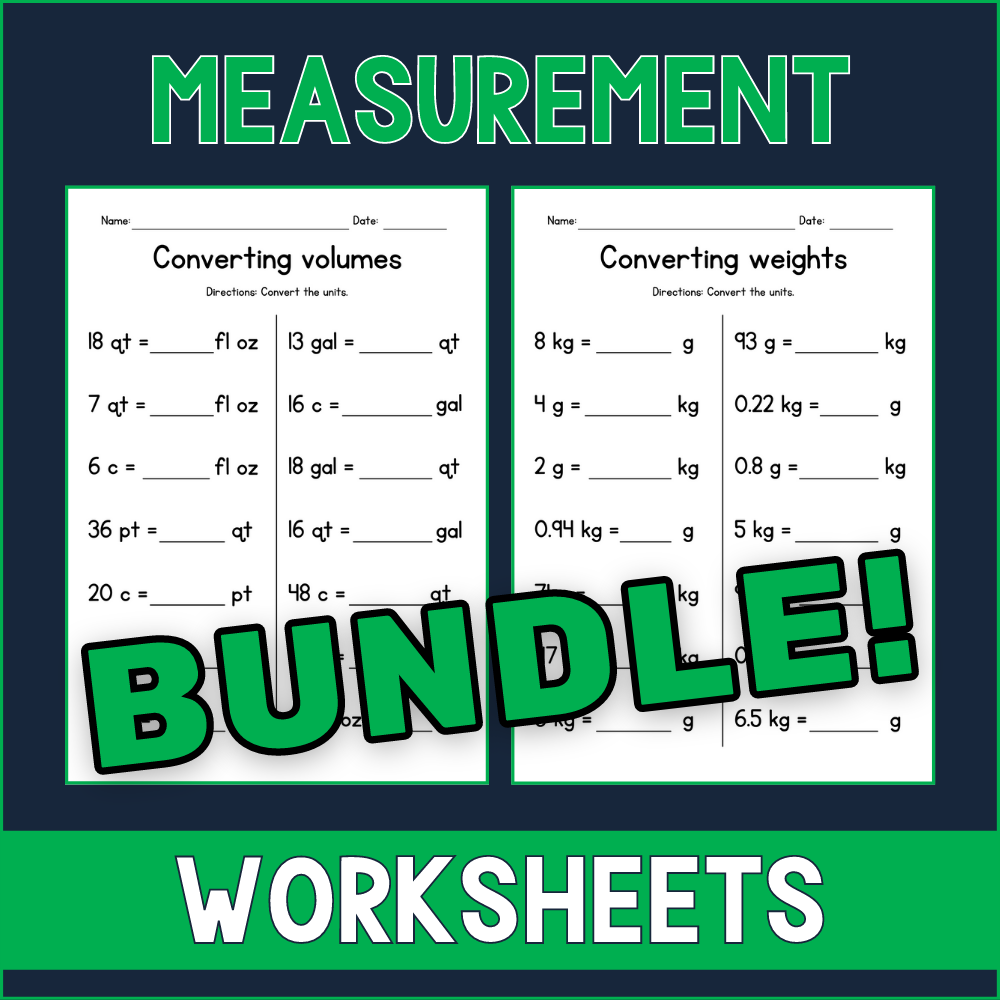 Converting Units Of Length Volume And Weight BUNDLE Measurement