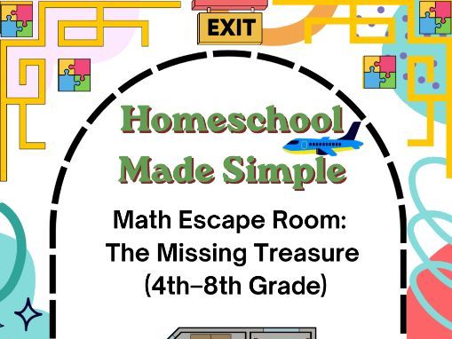 Math Escape Room-The Missing Treasure | Grades 4th-8th