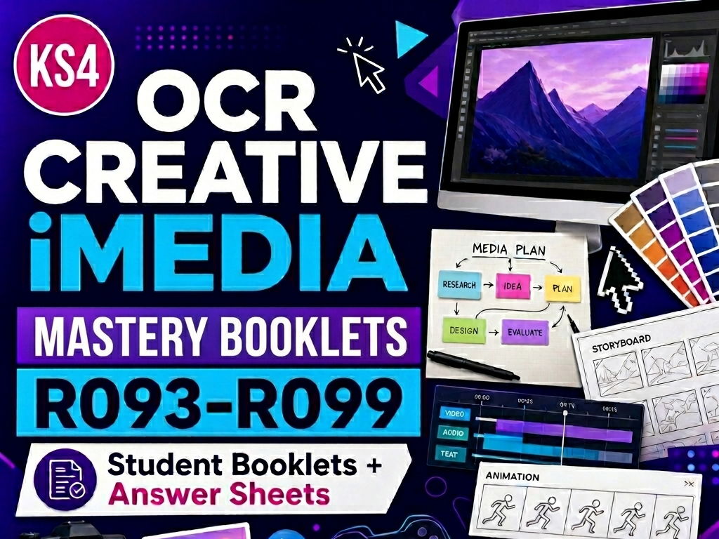 OCR Cambridge National Creative iMedia Complete Booklet Bundle & Answers | R093-R099 | Retrieval, Revision, Exam Prep, Mastery and Homework Booklets