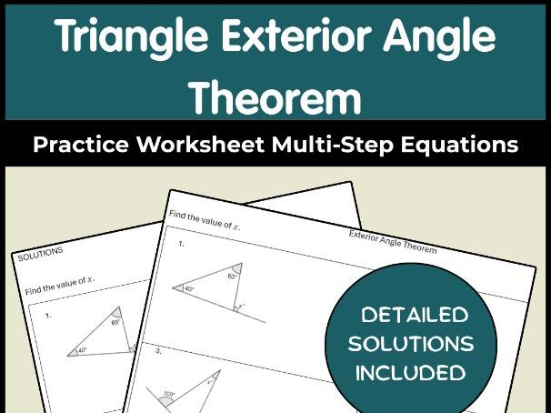 Triangle Exterior Angle Theorem Practice Worksheet | Multi-Step Equations
