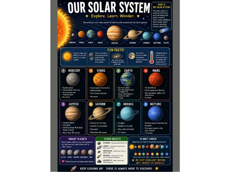 Our Solar System 18"x24" Classroom Poster